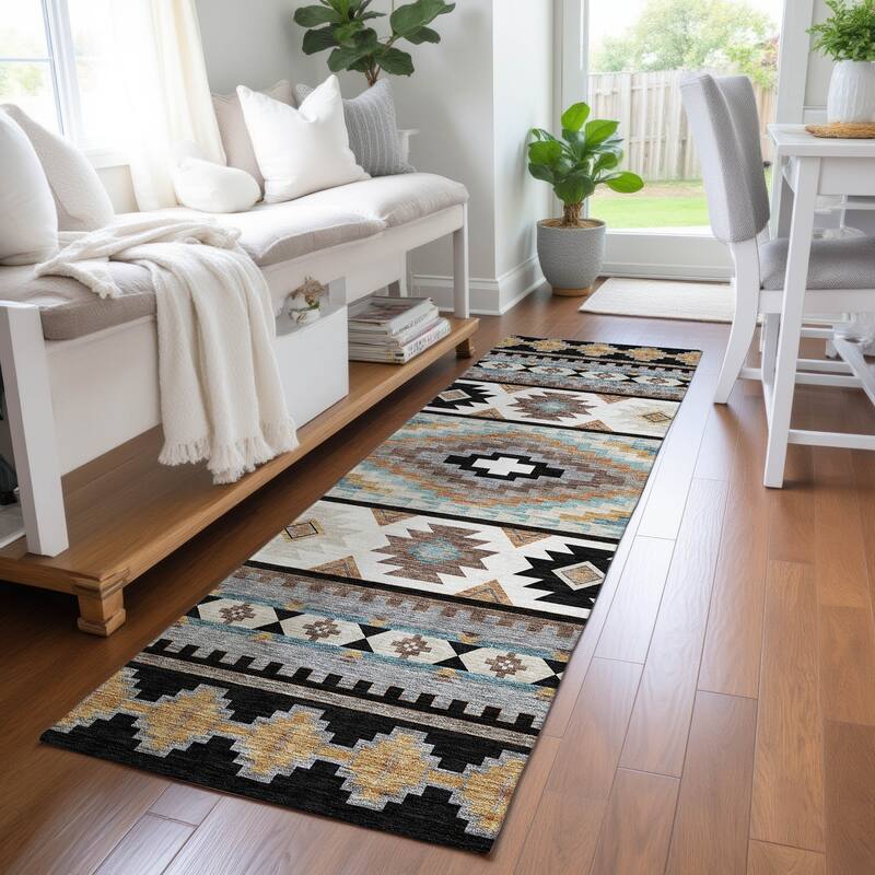 Machine Washable Indoor/ Outdoor Modern Ottawa Chantille Rug