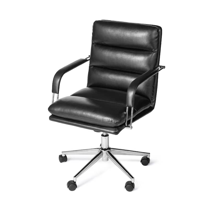 Glitzhome Modern Faux Leather Mid Back Swivel Height Adjustable Padded Office Chair