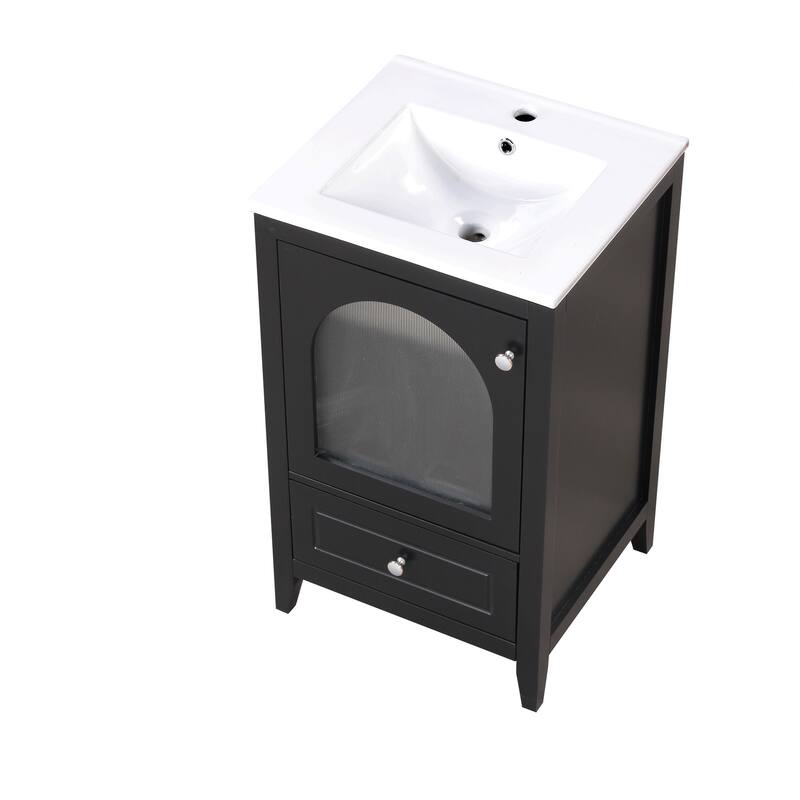 20 inch MDF Bathroom Vanity with Sink, Bathroom Cabinet with Soft Closing Glass Door
