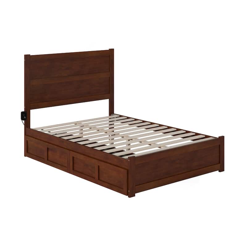NoHo Full Bed with Footboard and 2 Drawers in Walnut