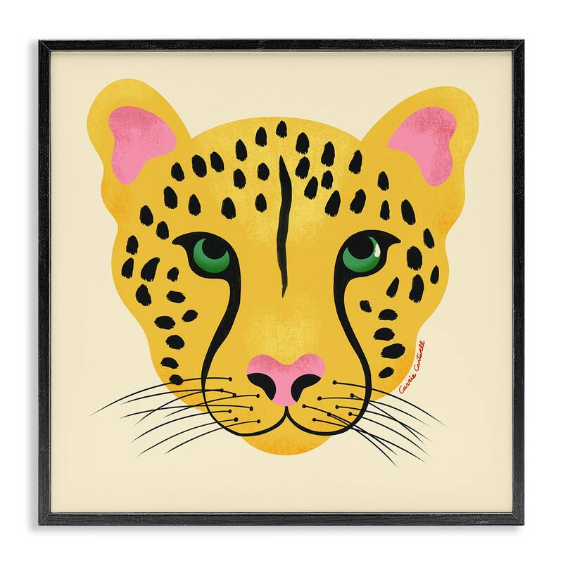 Stupell Modern Wild Cheetah Face Framed Giclee Art Design By Carrie Cantwell - 24 x 24 - Black