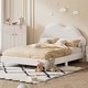 preview thumbnail 1 of 19, Full Size Velvet Upholstered Cloud-Shape Bed with Headboard, No Box Spring Needed White