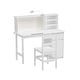 preview thumbnail 11 of 17, Solid Pine Wood Kids Study Desk with Storage Shelves & USB Clip Lamp, White Children Writing Desk for Bedroom or Playroom