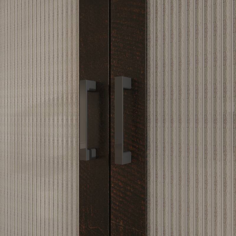 Acrylic Doors Creative White/Brown Buffet Sideboard Bookcase Accent Storage Cabinet: Elegant Storage with Rich Wood Grain Finish