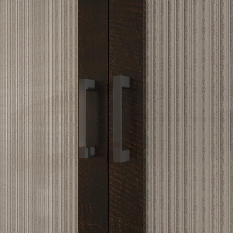 Acrylic Doors Creative White/Brown Buffet Sideboard Bookcase Accent Storage Cabinet: Elegant Storage with Rich Wood Grain Finish