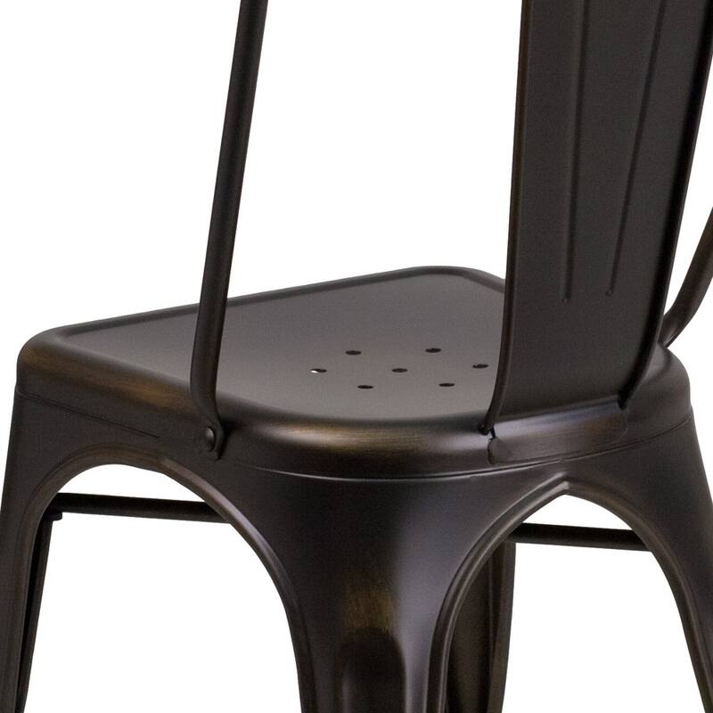 Distressed Metal Indoor/ Outdoor Stackable Chair