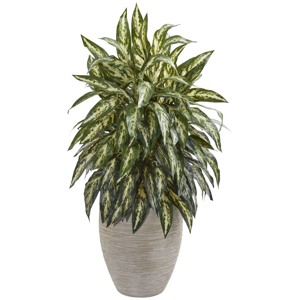 Aglonema Artificial Plant in Sand Colored Planter - 33
