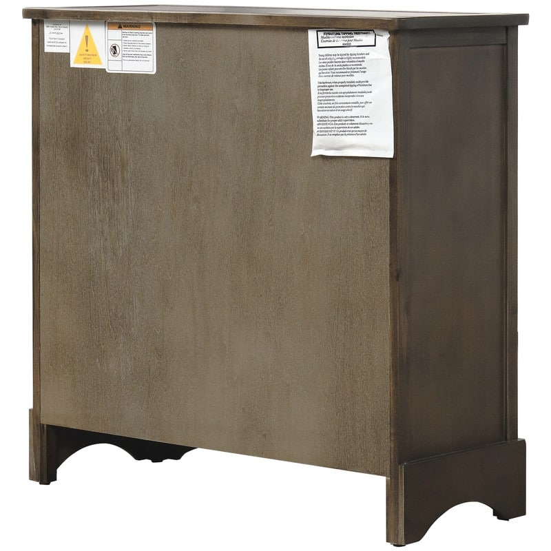 Rustic Acacia&Rattan Storage Cabinet-Farmhouse Style,No Assembly