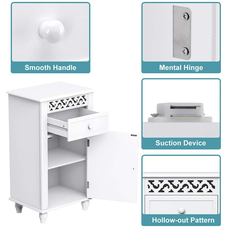 Wood Bathroom Organizer Floor Storage Cabinet with Adjustable Shelf