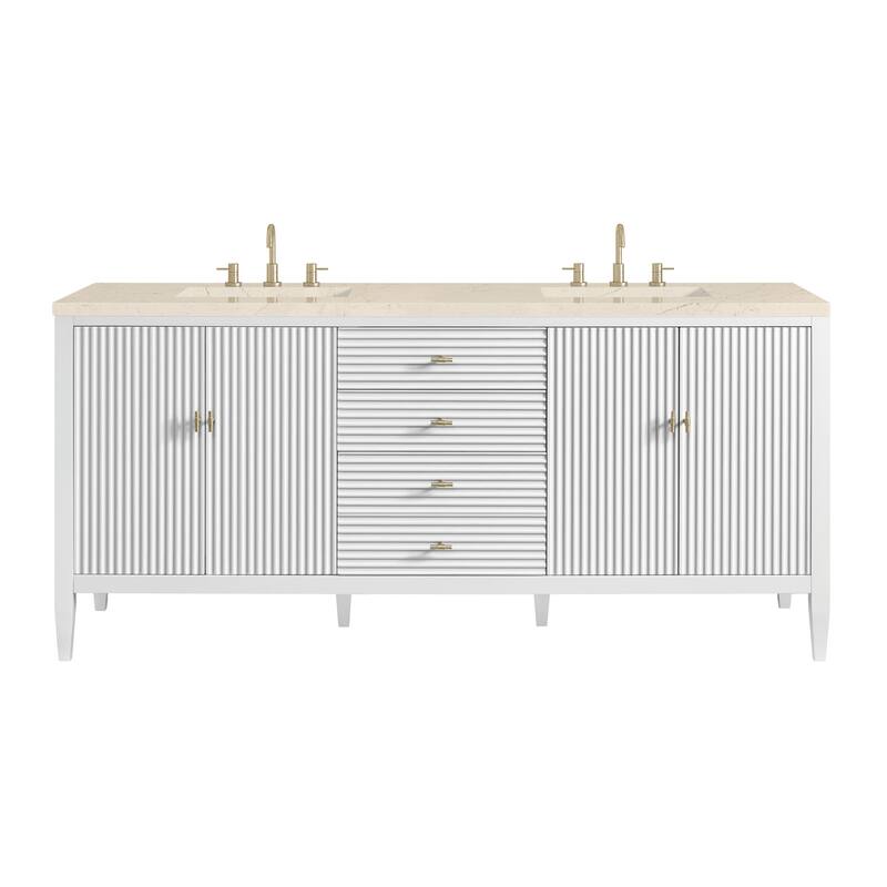 James Martin Vanities 485-V72-3EMR Myrrin 72" Double Basin Wood Vanity - Bright White - Painted