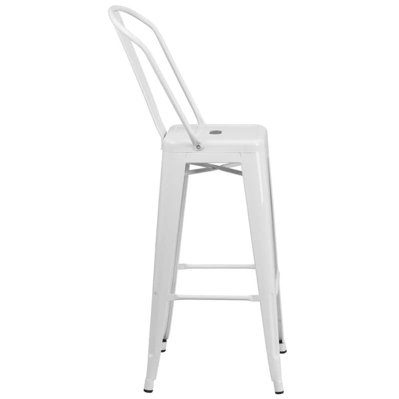 30'' High Metal Indoor-Outdoor Barstool with Back