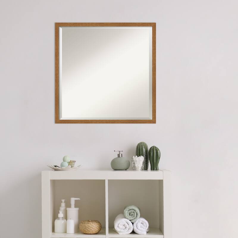 Beveled Wood Bathroom Wall Mirror - Carlisle Blonde Narrow Frame - Carlisle Blonde Narrow