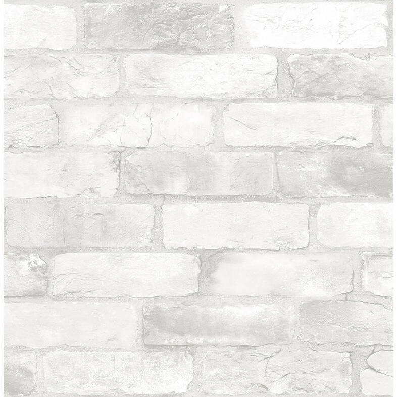 Brewster Bushwick Off-White Reclaimed Bricks Wallpaper - 20.5in x 396in x 0.025in