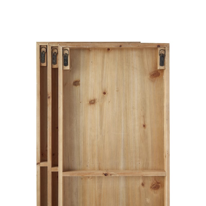 Wood Floral Carved Antefix Wall Decor - Set of 3 Brown - Roche River Decor