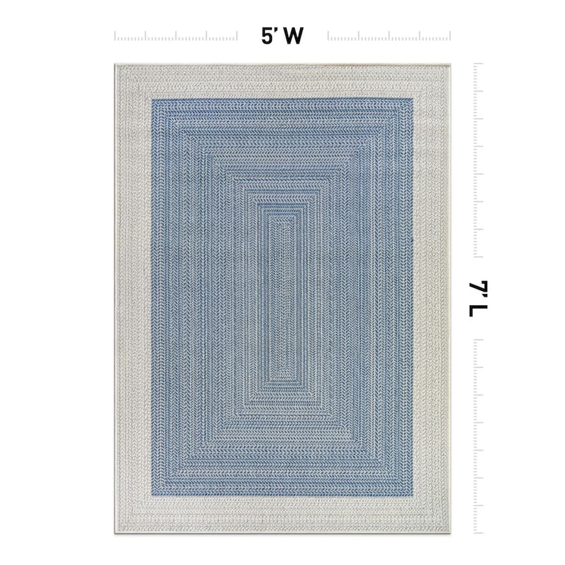 World Rug Gallery Contemporary Braided Weather Resistant Reversible Indoor/Outdoor Area Rug