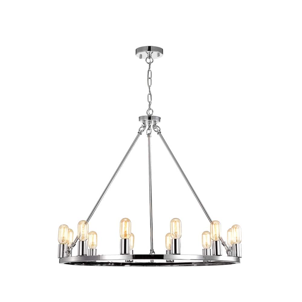 Liam 12-Light 35 Inch Round Wagon Wheel Chandelier