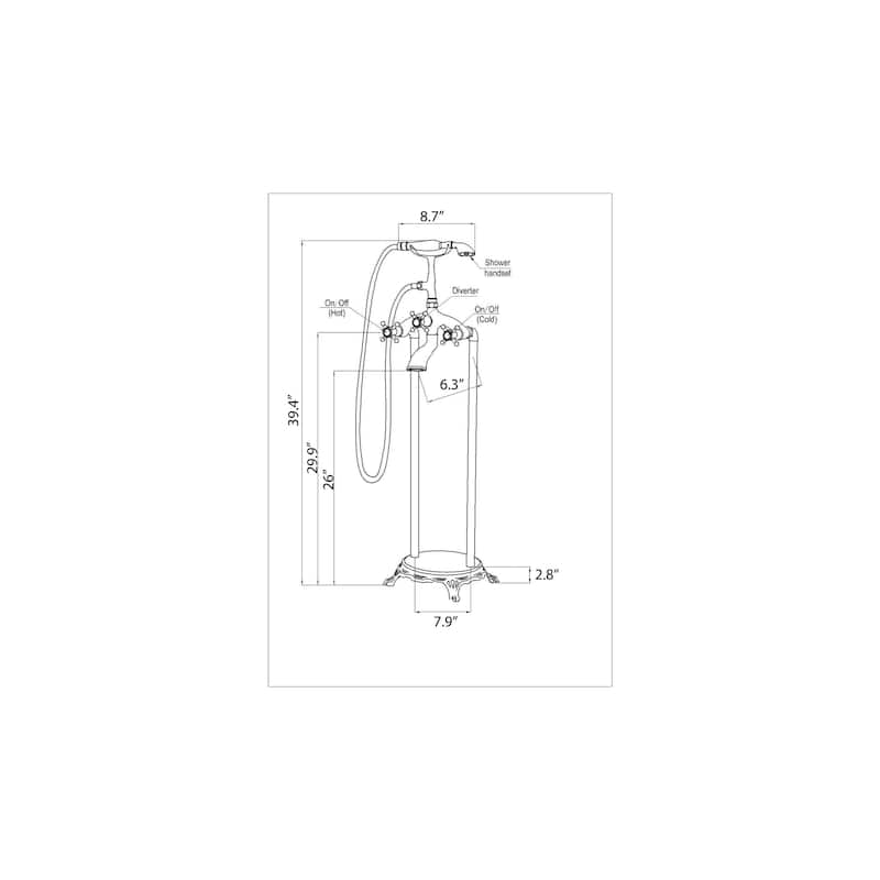 Tugela 3-Handle Clawfoot Tub Faucet with Hand Shower in Chrome