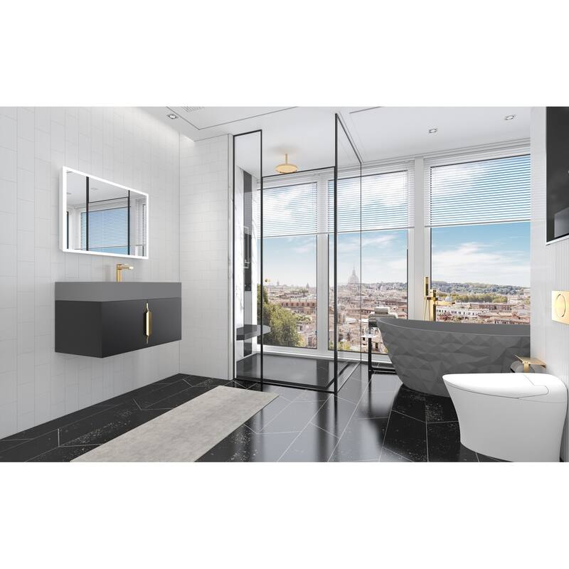 Amazon 30" Wall Mounted Bathroom Right Basin Vanity Set w/ Gray Top