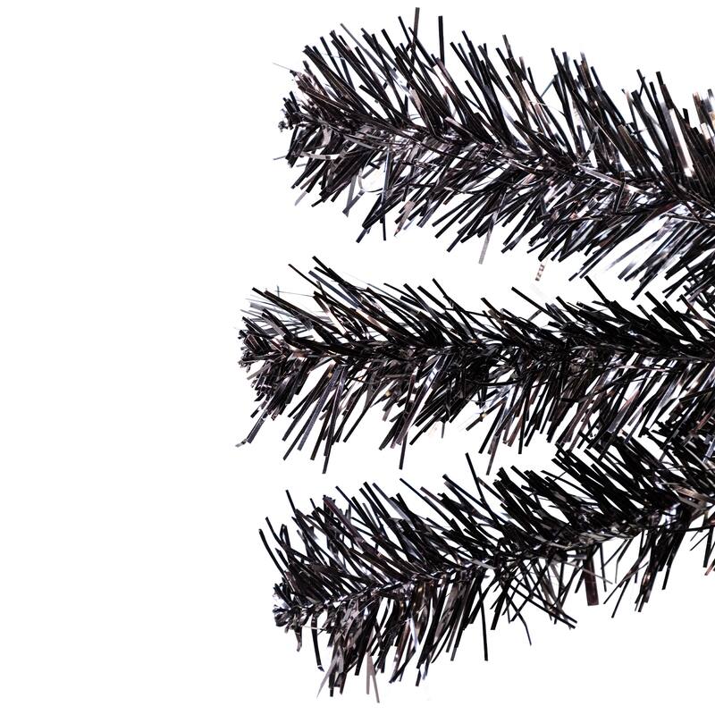 Artificial Tinsel Halloween Tree - 3' - Black - Unlit - 3 Foot