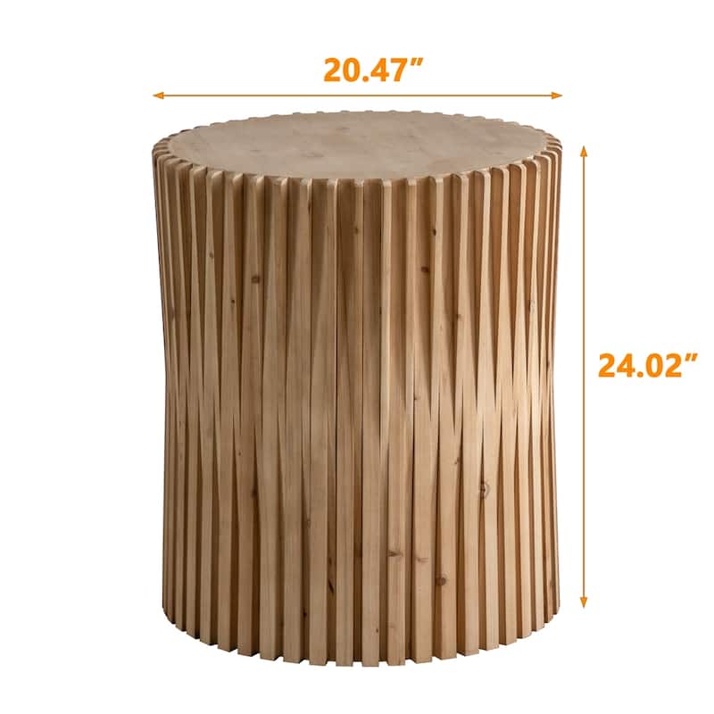 Retro Fashion Style Cylindrical Coffee Table, Vertical Texture Relief