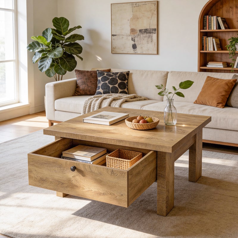 31.5" Coffee Table for Living Room with Storage