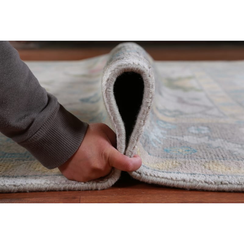 Hand Knotted Oriental 100% Wool Carpet Transitional All-Over Greys & Charcoal Oushak Area Rug - 10' 0'' X 8' 1''