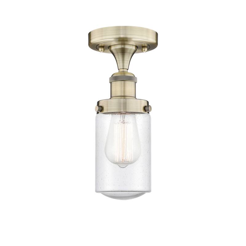 Innovations Lighting Edison Dover - 1 Light 7" Semi-Flush Mount - Antique Brass/Seedy