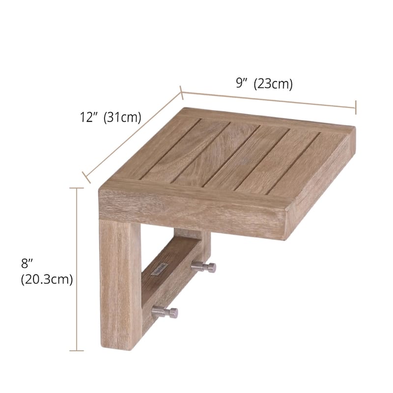 Moa Teak Wall Shelf with Hooks