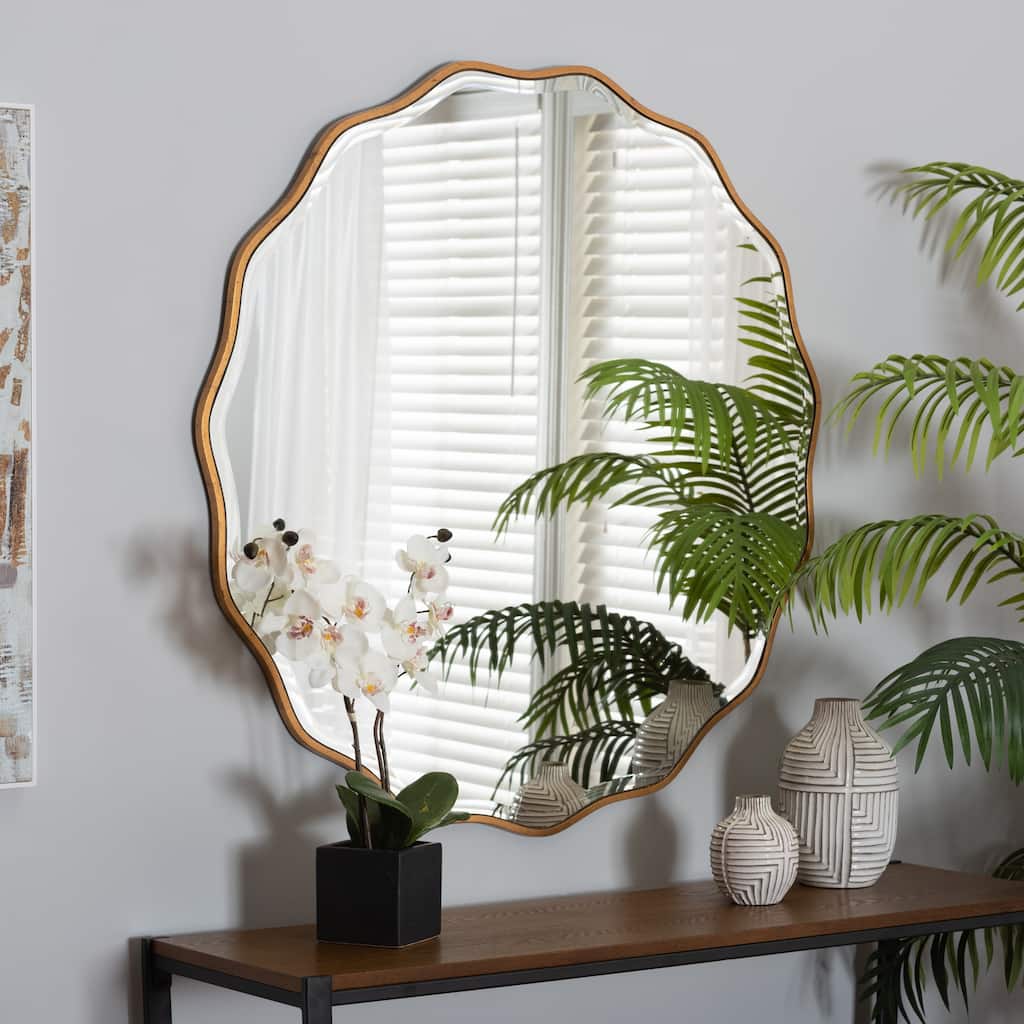 Weston Modern Glam and Luxe /Antique Goldleaf Finished Wood Accent Wall Mirror - Gold