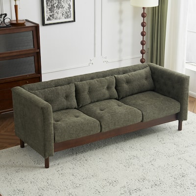 78" Modern 3-Seater Sofa with Tufted Design - Dark Upholstered Living Room Couch