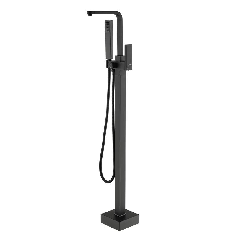 Freestanding Bathtub Faucet, Floor Mount Bathtub Filler with Handheld Shower - Matte Black