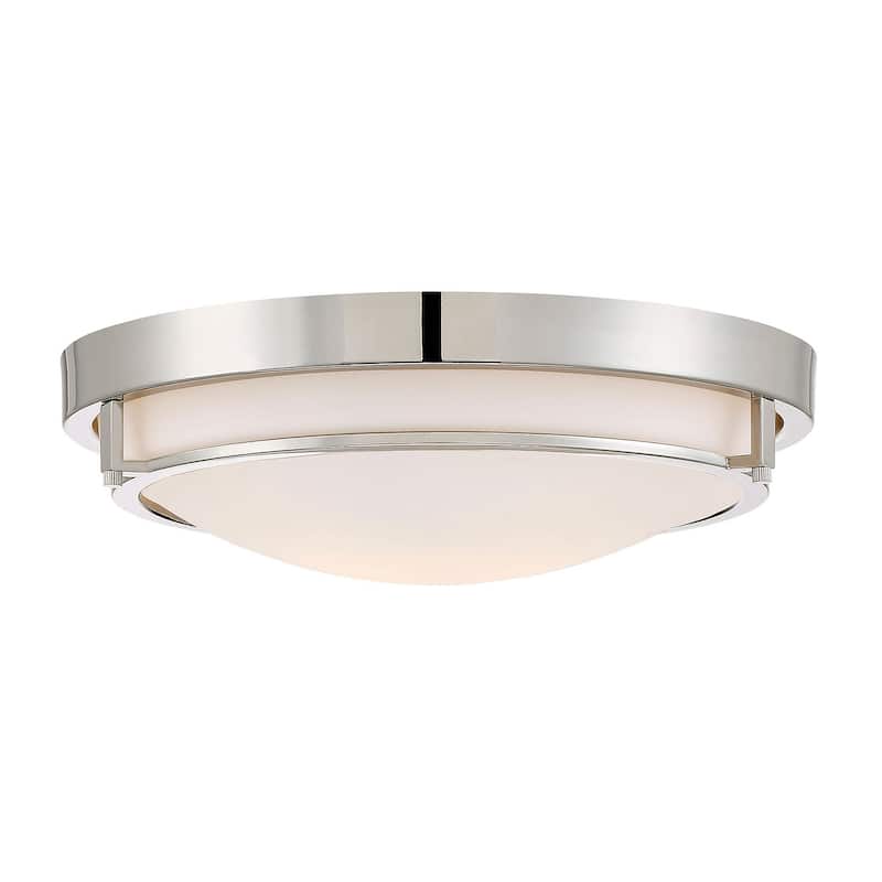 Meridian M60019 2 Light 13" Wide Flush Mount Bowl Ceiling Fixture - Polished Nickel