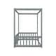 preview thumbnail 7 of 6, Twin Size Canopy Frame Floor Bed with Fence, Guardrails,Grey