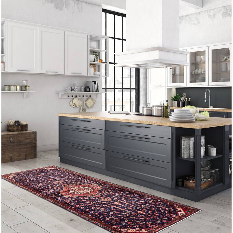 ECARPETGALLERY Hand-knotted Andelz Navy Wool Rug - 3'9 x 8'5