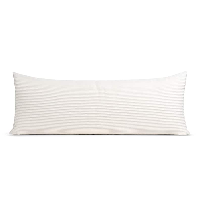 Sweet Jojo Designs White Unisex Boy Girl Body Pillow Case (Pillow Not Included) Solid Striped Corduroy Textured Minimalist Ivory