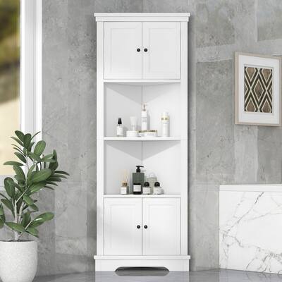 Tall Bathroom Storage Cabinet, Corner Cabinet with Doors and Adjustable Shelf