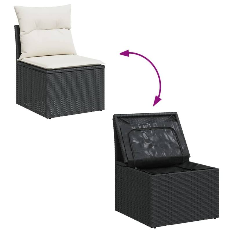 vidaXL Patio Sofa Set with Cushions Outdoor Furniture 6 Piece Poly Rattan - 24.4 x 25.8 x 27.2