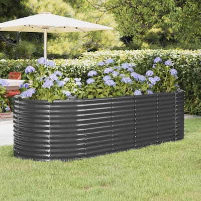 vidaXL Garden Raised Bed Anthracite Powder-coated steel - 98.0 x 39.4 x 26.8