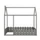 preview thumbnail 26 of 60, Kids Wood Bed, House Bed Frame with Fence-Shaped Guardrails for Teens Girls Boys, Slats are not Included