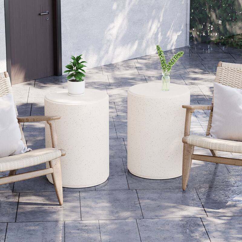 COSIEST Outdoor Black Concrete Side Table