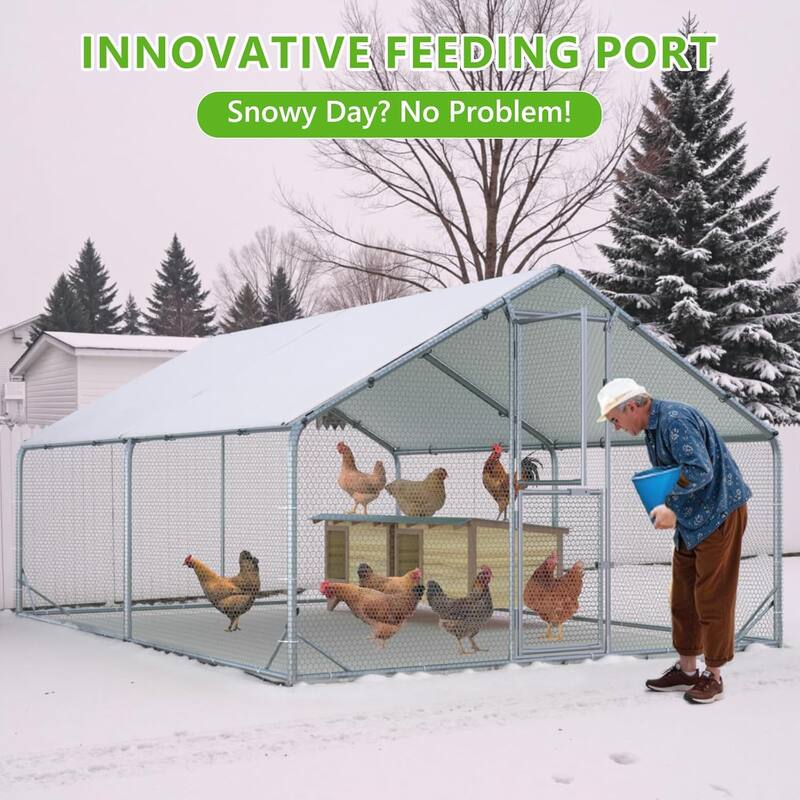 Large Metal Walk in Chicken Coop with Roosting Perch