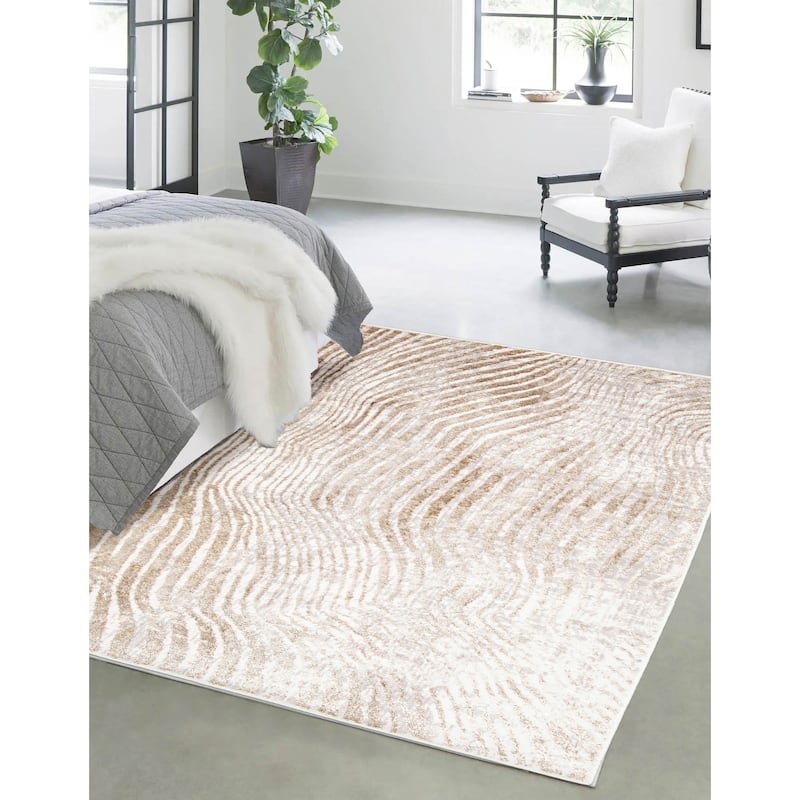 ECARPETGALLERY Machine Woven Kamala Ivory Area Rug