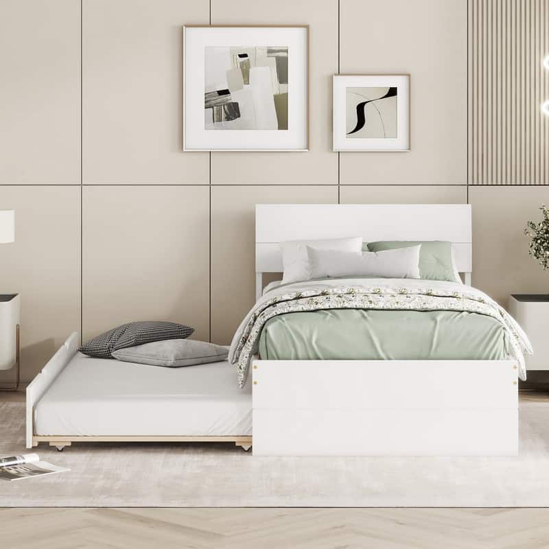 Modern Twin Size Platform Bed With Trundle