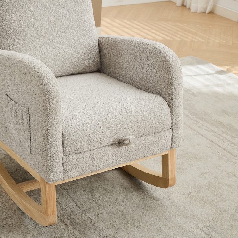 25.4" Boucle Rocking Chair with Footrest
