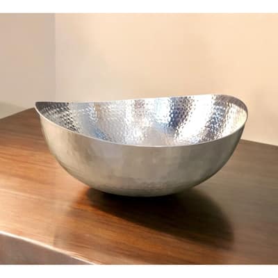HomeRoots Handcrafted 12" Hammered Stainless Steel Centerpiece Bowl