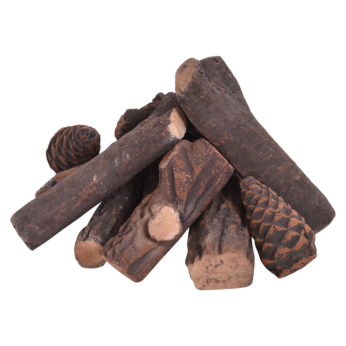 Shop Costway 9pcs Ceramic Wood Gas Log Set Fireplace Imitation