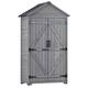 Outdoor Wood Lean-to Lockable Storage Shed Tool Organizer with Waterproof Asphalt Roof - 5.8ft x 3ft