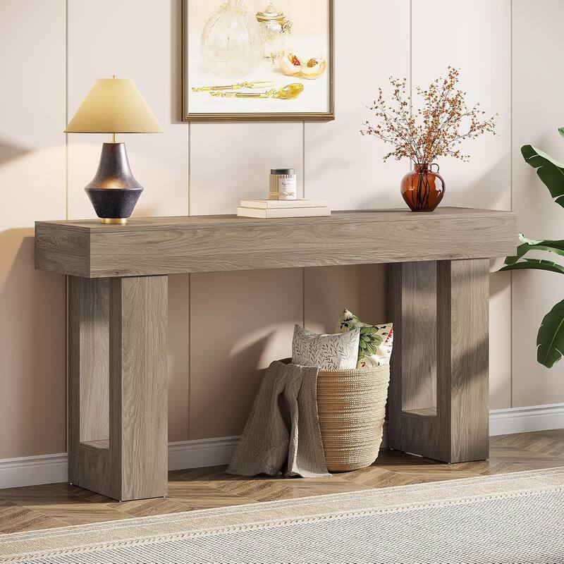 63" Wooden Console Table, Rectangular Sofa Table for Behind Couch, Entryway, HallwayLiving Room