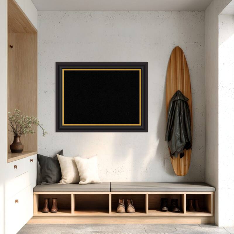 Sierra Black Brown Wood Framed Cork Board - Bulletin Board, Organization Board, Pin Board