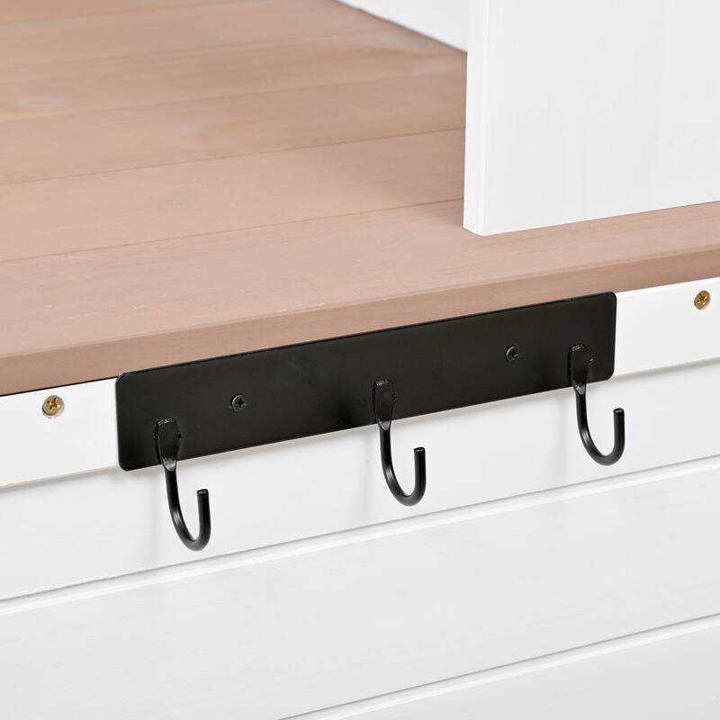 Garden Potting Bench Table with Hutch,Patio Storage Workstation with 3 Shelves,6 Drawers,2 Bottom Cabinets&Side Hooks